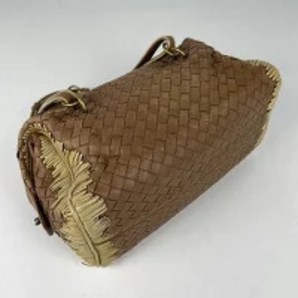 Bottega Veneta Leather Handbag Brown Intrecciato Brown